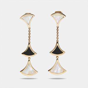 Bvlgari Divas' Dream Onyx Mother of Pearl 18k Rose Gold Dangle Earrings