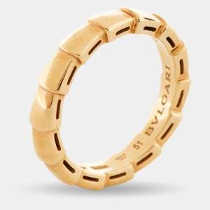 Bvlgari Serpenti Viper 18k Rose Gold Band Ring Size 51