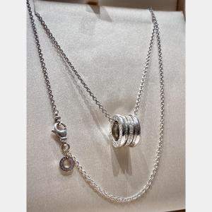 Bvlgari 18K White Gold and Diamonds B.Zero1 Pendant Necklace
