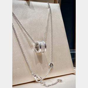 Bvlgari B.Zero1 18K White Gold Full Diamond Spring Necklace