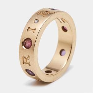 Bvlgari Roman Sorbets Amethyst Tourmaline Diamond 18k Rose Gold Ring Size 49