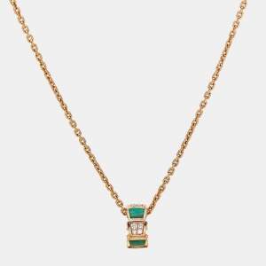 Bvlgari Viper Malachite Diamonds 18k Rose Gold Necklace