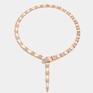 Bvlgari 18K Rose Gold and Diamond Serpenti Viper Necklace