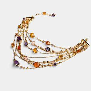 Bvlgari 18K Yellow Gold and Multicolor Gemstone Diamond Divas’ Dream Necklace
