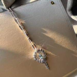 Bvlgari 18K White Gold, Aquamarine and Diamond Serpenti Snake Pendant Necklace