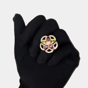 Bvlgari 18K Rose Gold, Diamond and Multicolor Gemstone Divas’ Dream Ring EU 51