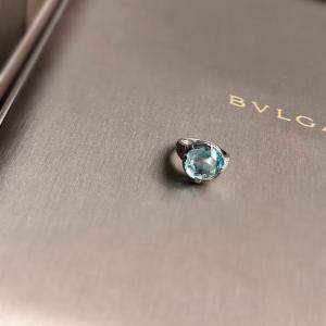 Bvlgari 18K White Gold Topaz and Diamond Ring EU 53