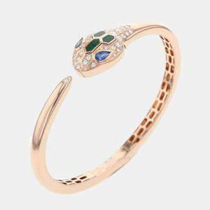 Bvlgari 18K Rose Gold and Diamond Serpenti Seduttori Cuff Bracelet
