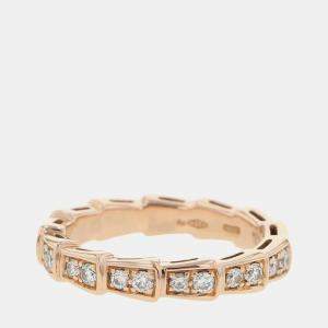 Bvlgari 18K Rose Gold and Diamond Serpenti Viper Band Ring EU 49
