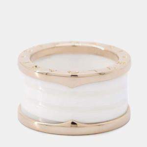 Bvlgari 18K Rose Gold and Ceramic B.Zero1 Band Ring EU 52