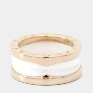 Bvlgari 18K Rose Gold and Ceramic B.Zero1 Band Ring EU 46