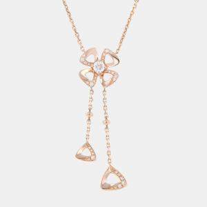 Bvlgari 18K Rose Gold, Diamond Fiorever Necklace