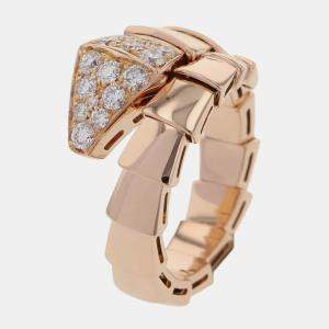 Bvlgari 18K Rose Gold and Diamond Serpenti Viper Ring Size L