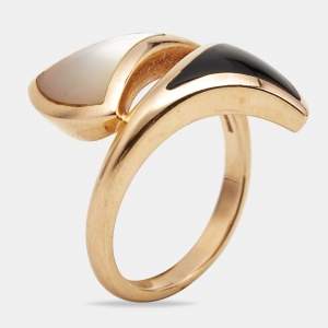 Bvlgari Divas' Dream Onyx Mother of Pearl 18k Rose Gold RIng Size 51