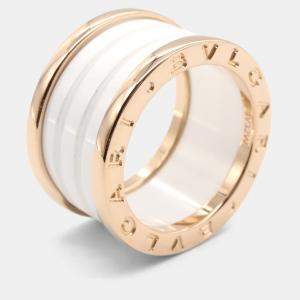Bvlgari B.Zero1 18K Rose Gold and Ceramic Band Ring EU 52