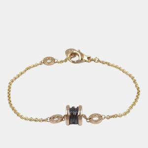 Bvlgari 18K Pink Rose Gold Ceramic Black B-Zero1 Element Bracelet 