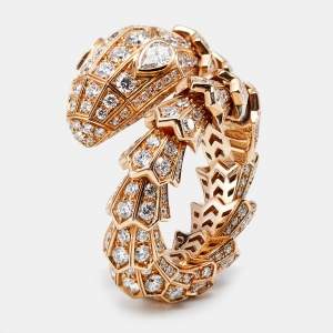 Bvlgari Serpenti Diamonds 18k Rose Gold Ring Size 54 (M/L)