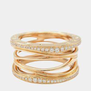 Pre Owned Bvlgari B.Zero1Design Legend 18K Pink Gold Diamond Ring EU 59
