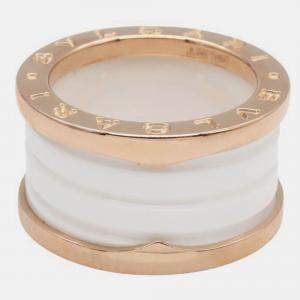Pre Owned Bvlgari B.Zero1 18K Rose Gold and Ceramic Band Ring EU 51
