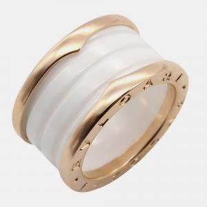 Pre Owned Bvlgari B.Zero1 18K Rose Gold and Ceramic Band Ring EU 53