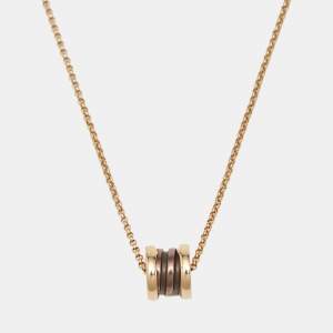 Pre Owned Bvlgari B.Zero1 Mini Fancy Cermet 18K Rose Gold Pendant Necklace