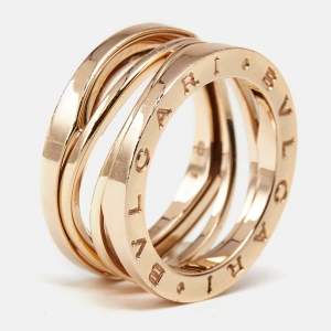 Pre Owned Bvlgari B.Zero1 Design Legend 18K Rose Gold 3-Band Ring Size 52