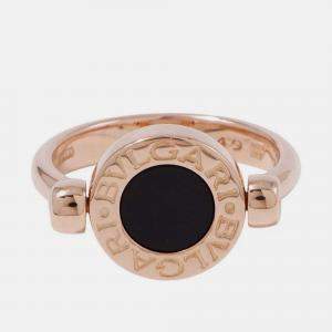 Pre Owned Bvlgari Bvlgari Bvlgari 18K Rose Gold and Ceramic Ring EU 49