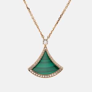 Pre Owned Bvlgari Divas’ Dream Malachite Diamond 18k Rose Gold Necklace