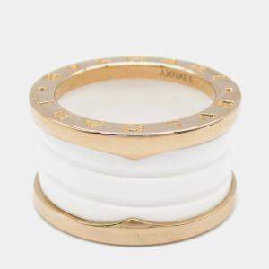 Pre Owned Bvlgari B.Zero1 18K Rose Gold and Ceramic Band Ring EU 51