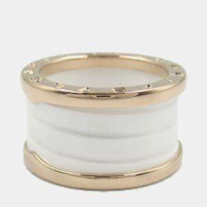 Pre Owned Bvlgari B.Zero1 18K Rose Gold and Ceramic Band Ring EU 50