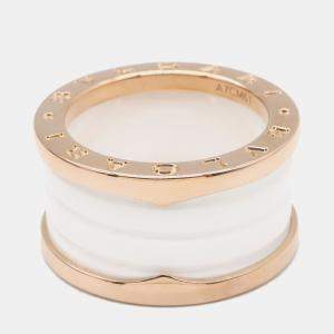 Pre Owned Bvlgari B.Zero1 18K Rose Gold and Ceramic Band Ring EU 53