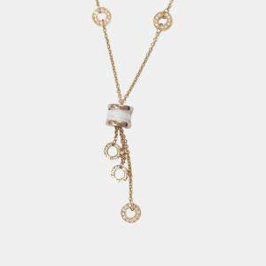 Pre Owned Bvlgari B.zero1 Diamond 18K Rose Gold and Ceramic Pendant Necklace