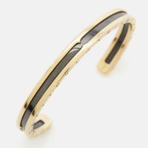 Pre Owned Bvlgari B Zero 18K Rose Gold  Black Coated Steel Bracelet S