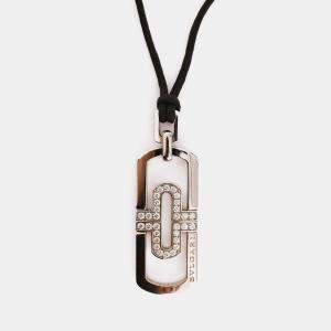 مملوكة مسبقًا Bvlgari Steel Diamond Set Parentesi Pendant Necklace