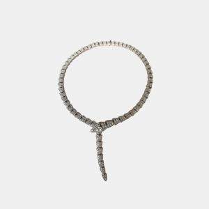 مملوكة مسبقًا Bulgari Serpenti Viper Necklace White Gold Full Diamond Wide Model