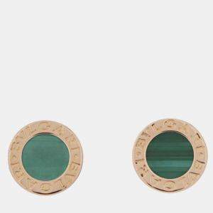 Pre Owned 18K Rose Gold and Malachite Bvlgari Stud Earrings
