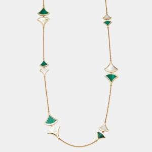مملوكة مسبقًا Bvlgari Divas' Dream Malachite Mother Pearl 18k Rose Gold Necklace