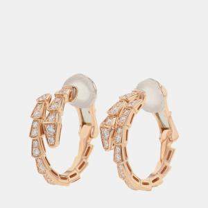 Pre Owned Bvlgari Serpenti Viper Diamond 18K Rose Gold Earrings