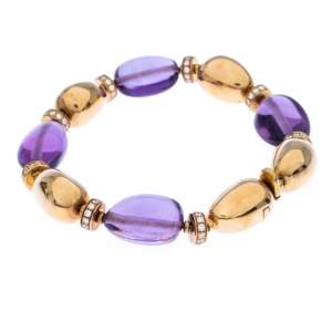 Bvlgari Diamond Amethyst 18k Yellow Gold Beaded Bracelet 