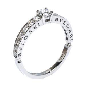 Bvlgari 0.30ct Diamond Solitaire Platinum Ring Size 56