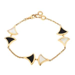 Bvlgari Divas' Dream Onyx Mother of Pearl 18K Rose Gold Chain Link Bracelet