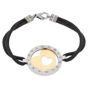 Bvlgari Tondo Heart 18K Yellow Gold & Stainless Steel Cord Bracelet