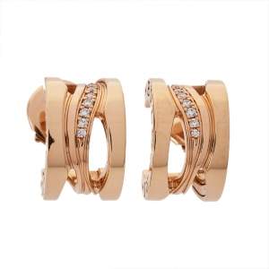Pre Owned Bvlgari B.Zero1 Design Legend Diamond 18K Rose Gold Earrings