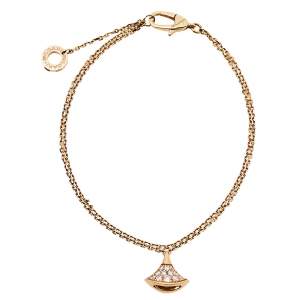 Pre Owned Bvlgari Divas' Dream Pavè Diamond 18k Rose Gold Charm Bracelet