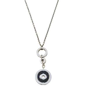 Pre Owned Bvlgari Cerchi Black Ceramic 18K White Gold Pendant Necklace