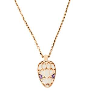 Bvlgari Serpenti Seduttori Amethyst 18K Rose Gold Pendant Necklace