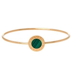 Bvlgari Classic Malachite 18K Rose Gold Narrow Bangle Bracelet 