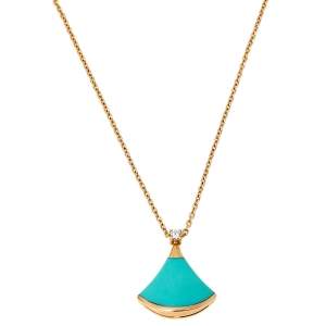 Bvlgari Divas’ Dream Turquoise Diamond 18K Rose Gold Pendant Necklace