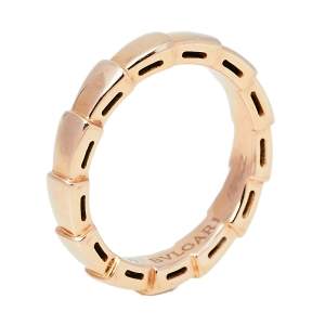 Pre Owned Bvlgari Serpenti Viper 18K Rose Gold Band Ring Size EU 50