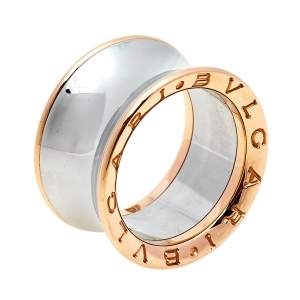 Pre Owned Bvlgari B.Zero1 Anish Kapoor 18K Rose Gold & Steel Band Ring Size 53